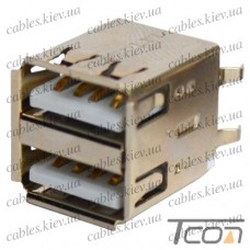 Гнездо USB тип A двойное, монтажное, Tcom